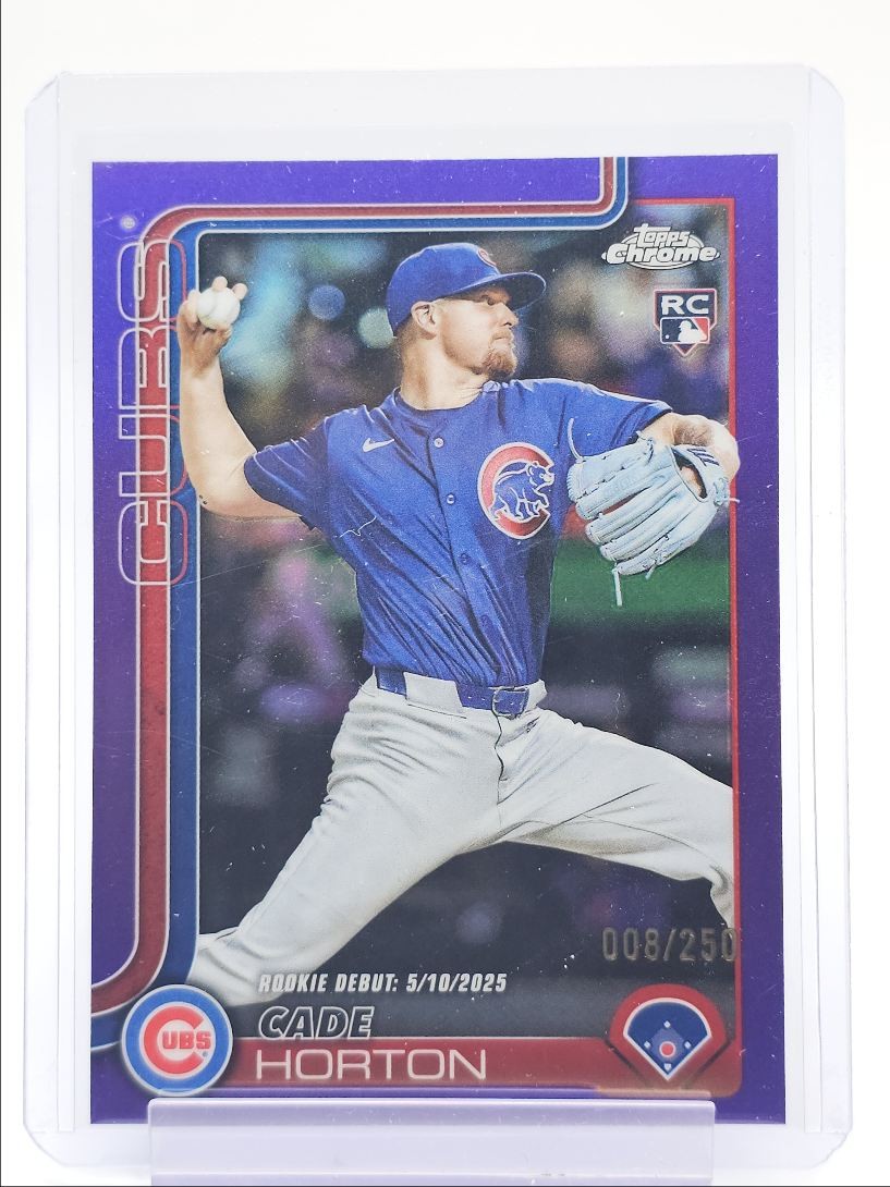 CADE HORTON 2025 TOPPS CHROME UPDATE ROOKIE DEBUT PURPLE RC /250 Q3967