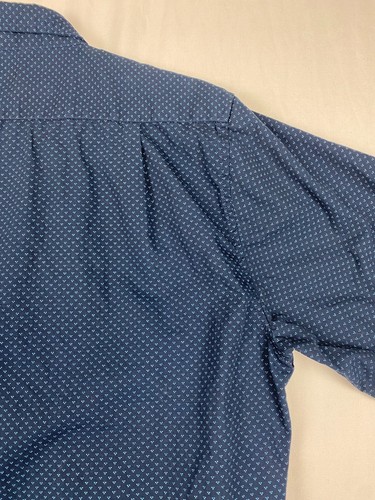 Beverly Hills Polo Club Mens Size L Short Sleeve Button Up Shirt Blue Pattern - Picture 9 of 11