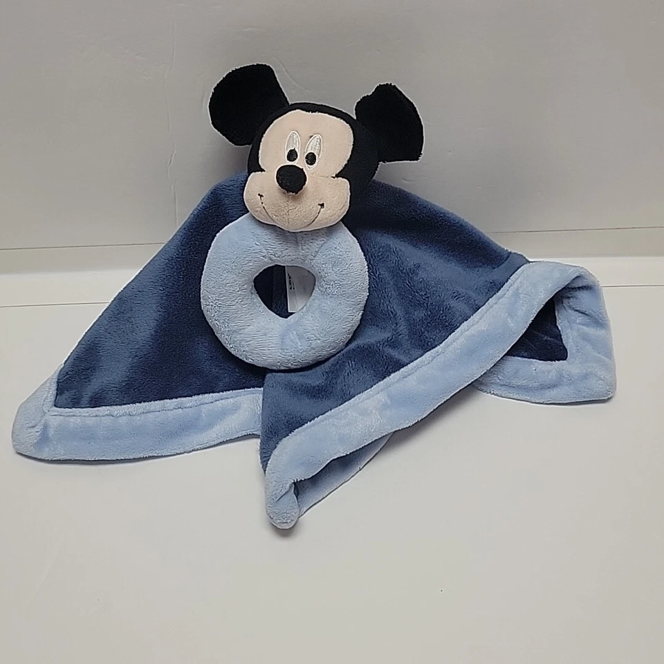 Manta de seguridad Lovey para bebé Disney Mickey Mouse sonajero felpa azul Foto 4 de 4