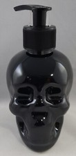 Day of the Dead Glossy Skull Shaped Refillable Plastic Soap Dispenser Black