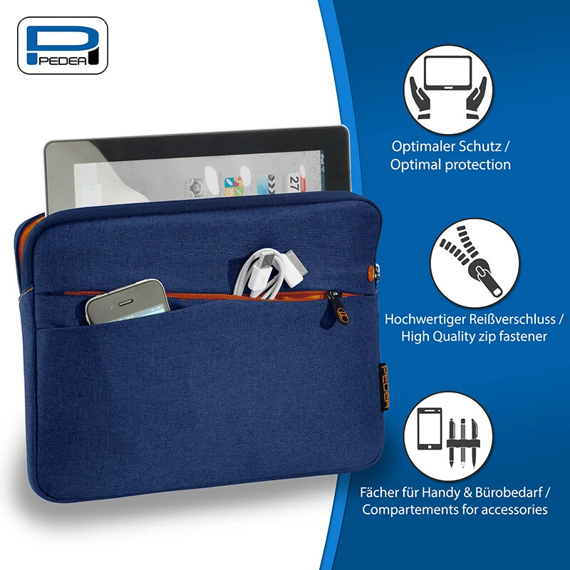 PEDEA Tablet Tasche 9, 10 - 11 Zoll Hülle Case Sleeve mit Zubehörfach, blau - Bild 2 von 4