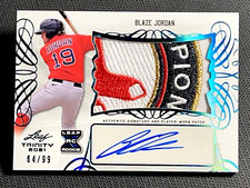 2021 Leaf Trinity AWESOME !! PLAYER WORN PATCH ROOKIE AUTO Blaze Jordan 64/99