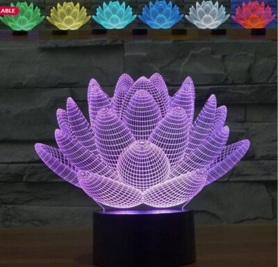 Succulent Lotus Flower 3D Color Change LED Night light Desk Light Kids Adult