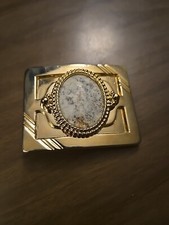 Classic Western Dress Belt Buckle Cowboy Cowgirl Lace Agate Vintage 80s