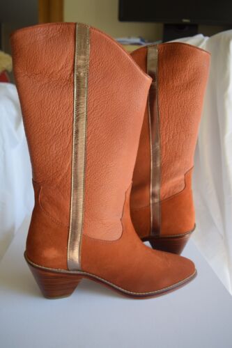 Tigerlily Axl Cowboy Boot Ginger Suede Leather Mid Calf EU38 New In Box - Picture 9 of 15