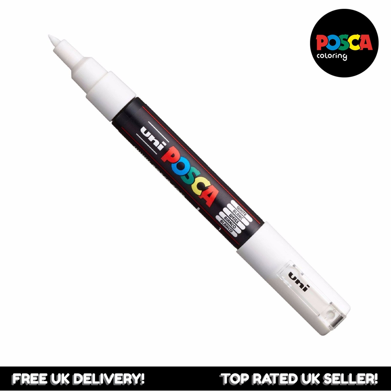 Uniball Posca PC1M Paint Art Marker Pens White + Silver + Gold (Set