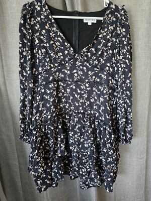 Whiteroom Cactus Black Dixie Floral Ruffle Mini Dress Long Sleeve