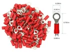 100 Red 22-16 Ga AWG Gauge #8 Car Power Wire Ring Terminals Connectors Crimp