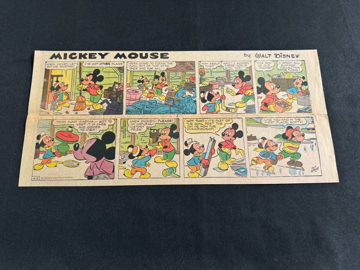 02b Walt Disney's MICKEY MOUSE Lot of 9 Sunday Third Page Strips