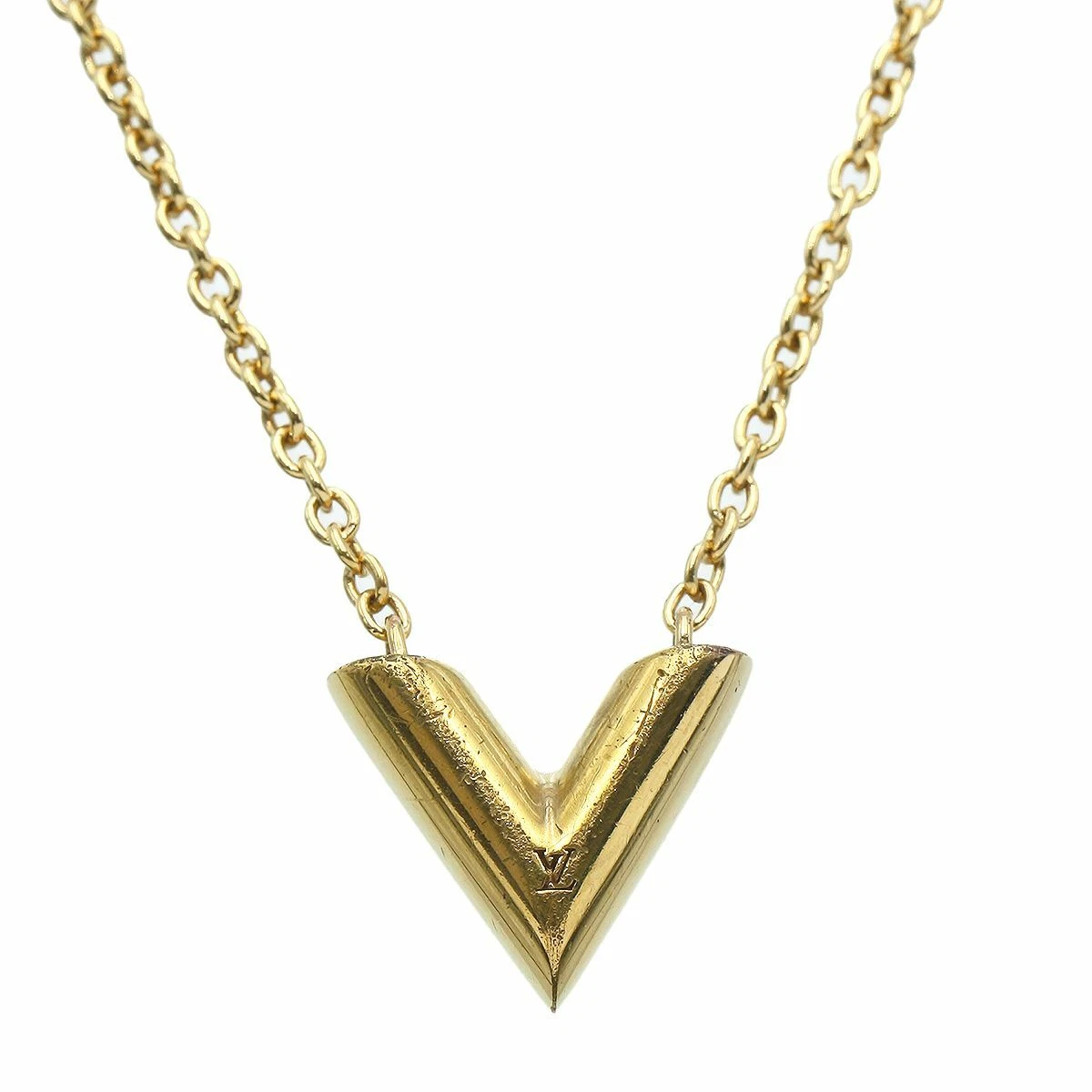 Louis Vuitton Essential V Necklace M61083 Gold Plated Women's LOUIS VUITTON