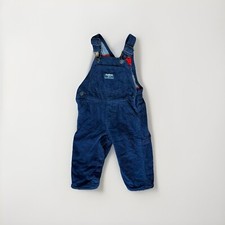 VTG OshKosh Blue Plaid Flannel Lined Overalls 9 M Cottage Boho Western Baby Kids