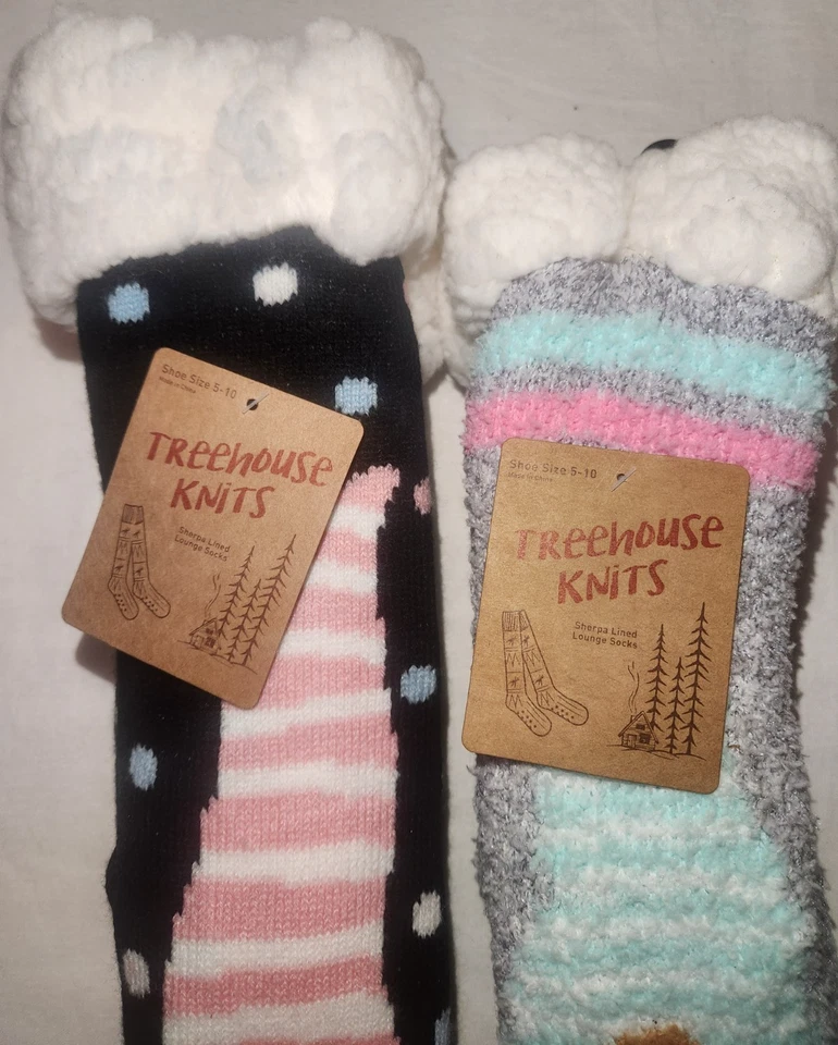2 Pack Gnome Sherpa Lined Socks Non-Skid Grip Shoe Sz 5-10 Foto 3 de 4