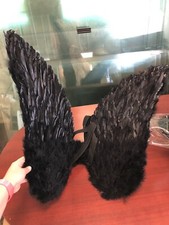 Touch of Nature Black Adult Angel Wings 52" by 36" w/ Halo