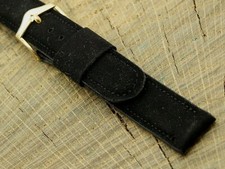 Vintage JB Champion NOS Unused Watch Band Black Suede w Gold Tone Buckle 16mm