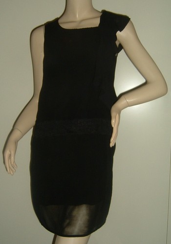 INTIMISSIMI ABITO NERO SENZA MANICHE CON VOLANTS E PIZZO TAGLIA S | eBay