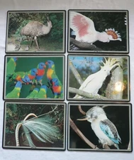Australian Birds Lacquer Placemats, 6 Cork-Backed Prestige Place Mats in Box