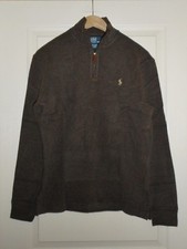 NWT 98 Polo Ralph Lauren Men's Half-Zip Pullover Sweater Pony Mock Neck Brown
