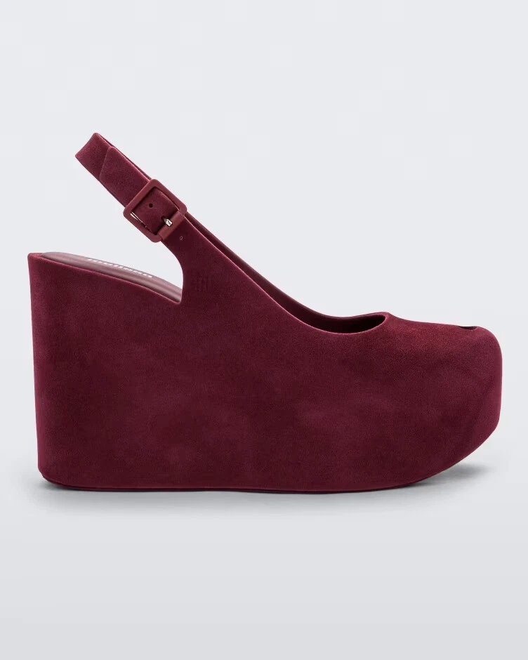 Melissa Groovy Red Velvet Wedges New 23 Worldwide Shipping