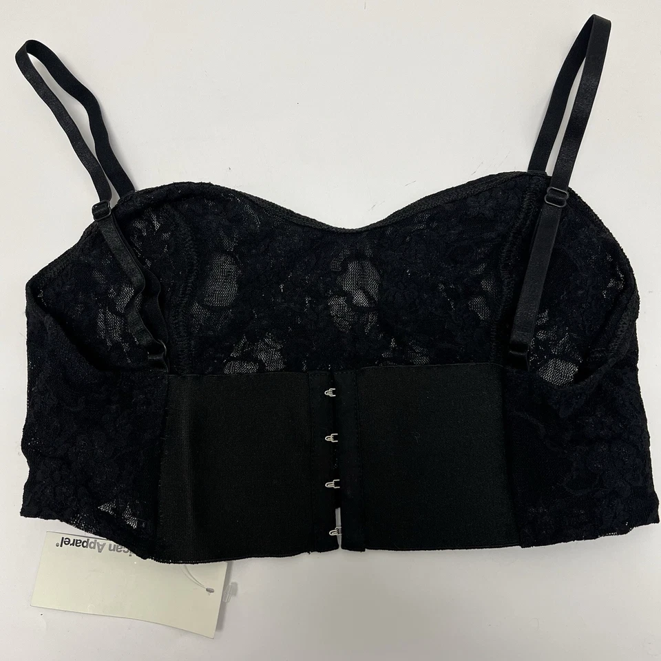 Bralette bustier de encaje elástico American Apparel talla L flor negra $40 venta al por menor nuevo con etiquetas Foto 2 de 4