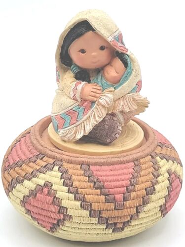 Vintage Friends Of The Feather Trinket Box Mother With Baby Figurine Lid Cover - Picture 1 of 12