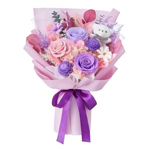 Forever Flowers Bouquet Flowers Fresh Bouquet Purple Roses Bouquet Real with