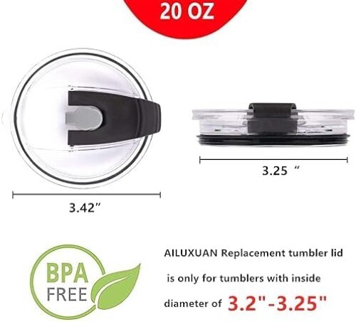 Replaceable 20 Oz Stainless Steel Tumbler Travel Lid Set of 2