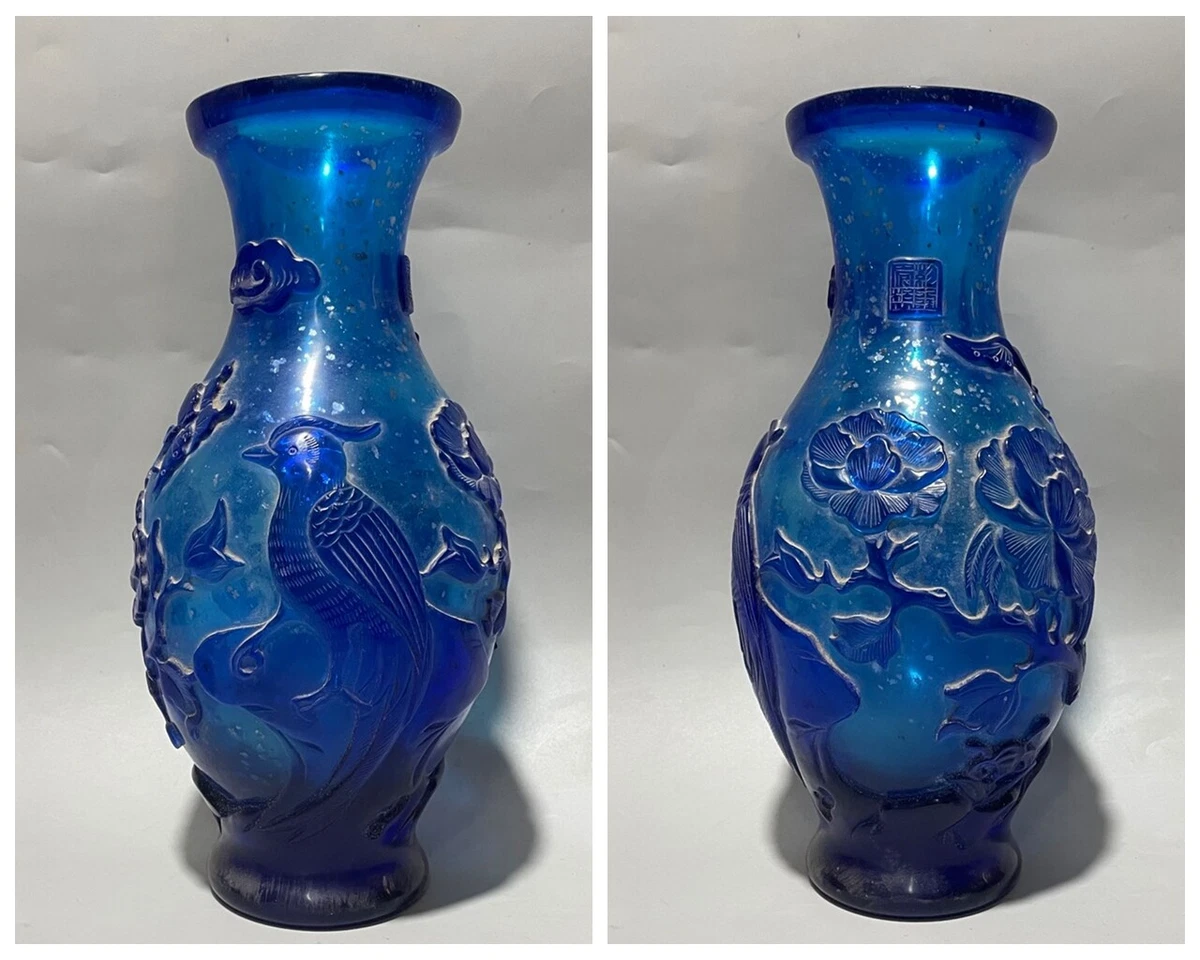 中国　清時代　如意紋鈞釉瓶　紫泥　送料込み251210 蓝色中国风玻璃花瓶| eBay