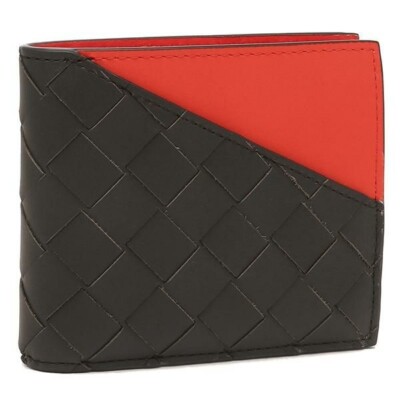☆BOTTEGA VENETA☆ BiColour Intrecciato 折財布 BROWN×ORANGE BOTTEGA VENETA Bi-fold Wallet INTRECCIATO Leather Bi-color