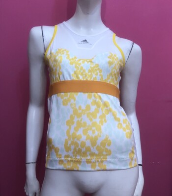 STELLASPORT ADIDAS STELLA MCCARTNEY tank top white yellow pattern size 36