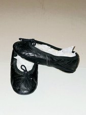 Antique/Vintage Girls Black Leather Flat Shoes