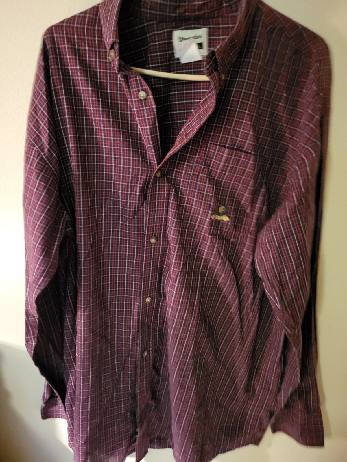 Wrangler Riata Shirt Mens 2XT Tall Red Blue Plaid Button Down Western Top L Sle