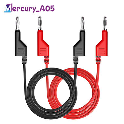 2PCS Dual 4mm Stackable Banana Plug Multimeter Test Leads 100cm Wire 1000V 15A