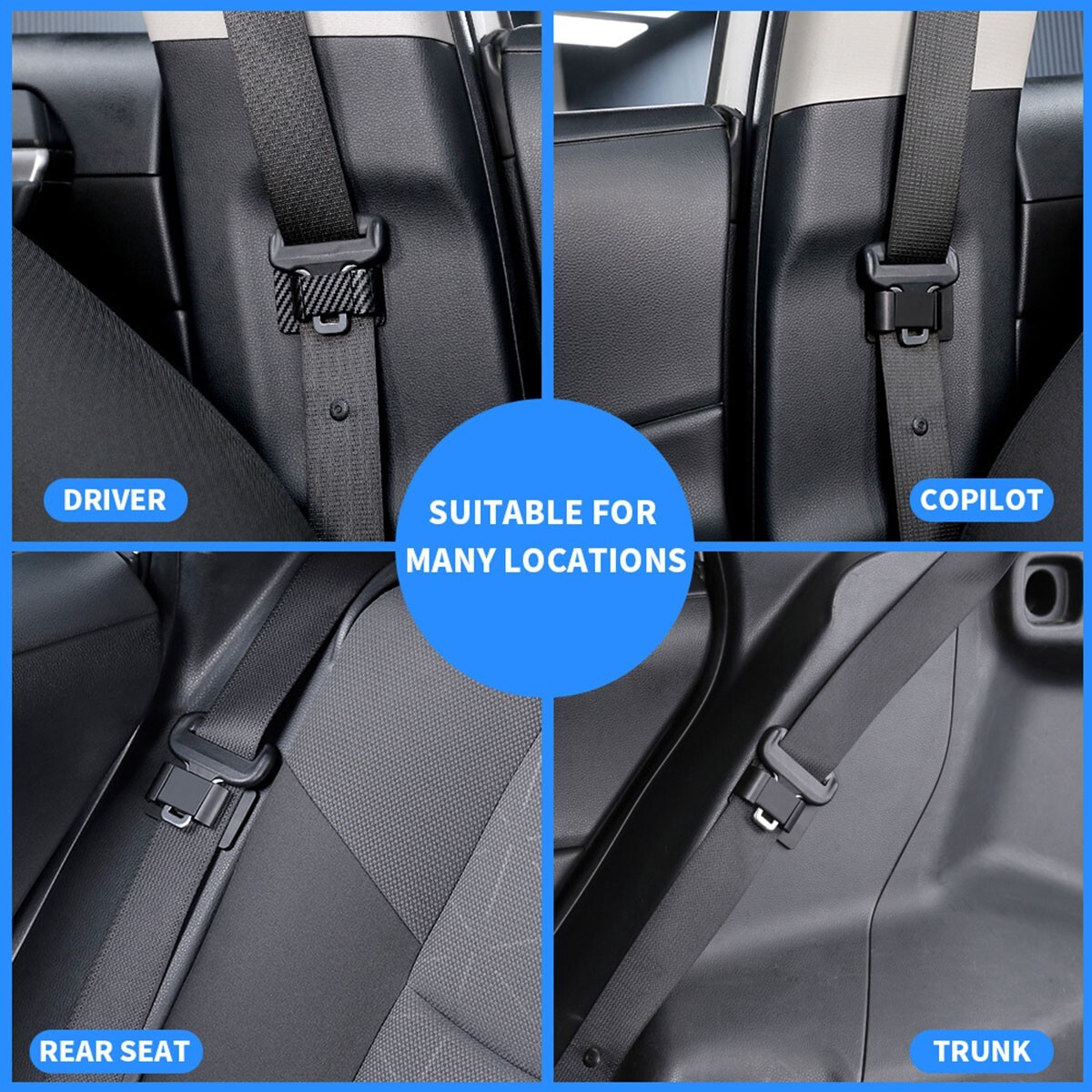 4Pcs Universal Black Car Seat Belt Stabilizer Limiter Auto Interior