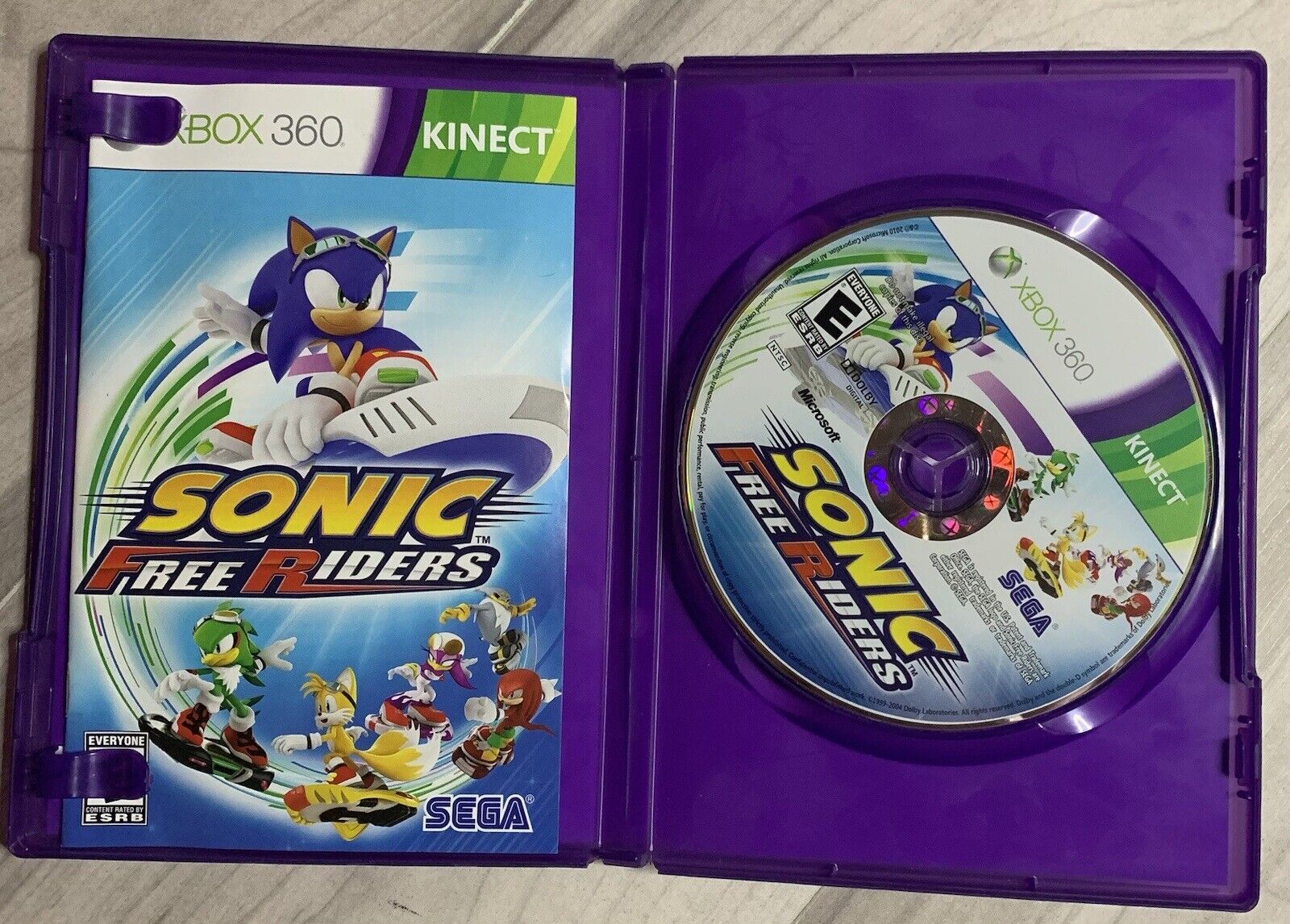 Sonic Free Riders Microsoft Xbox 360 Kinect Game Complete in box with Manual