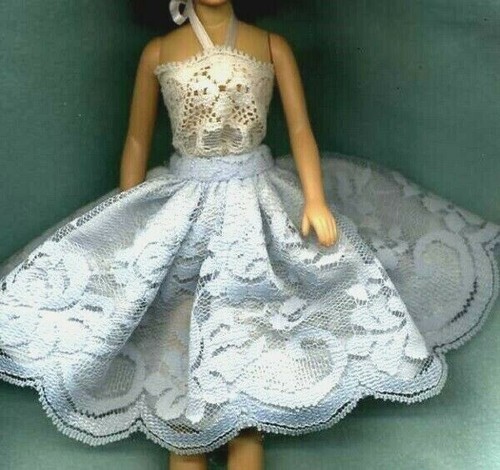 SKIPPER DOLL BLUE LACE SKIRT & WHITE TOP ORIGINAL HANDMADE CLOTHES - Picture 2 of 4