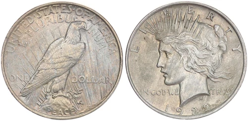 USA 1 Dollar Silver Peace 1922 XF 95154