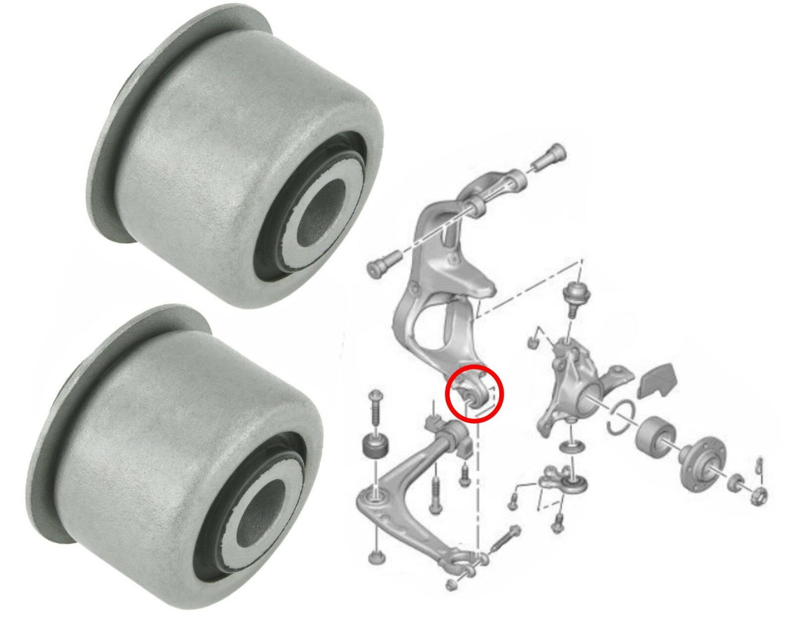 Set of 2x Front Suspension Knuckle Arm Bush for Citroen C5 C6 Peugeot 407 508