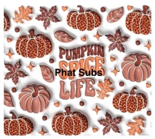 20oz Sublimation Tumbler Wrap Pumpkin Spice Life Ready To Press Heat Transfer