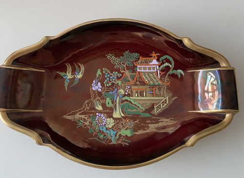 Piatto vintage Carlton Ware Rouge Royals Lustre Mikado con bordo oro anni '40-60 - Foto 12 di 12
