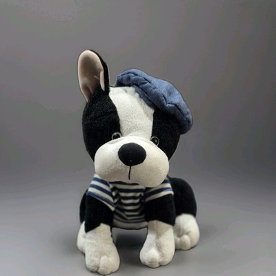 CUDDLE BARN STUFFED PLUSH BLACK WHITE FRENCH BULLDOG PUPPY DOG MARCEL BERET