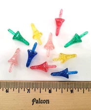 10 Vintage Astro Rocket Glitter Lights Bulbs Ceramic Christmas Trees 1.25" (b)