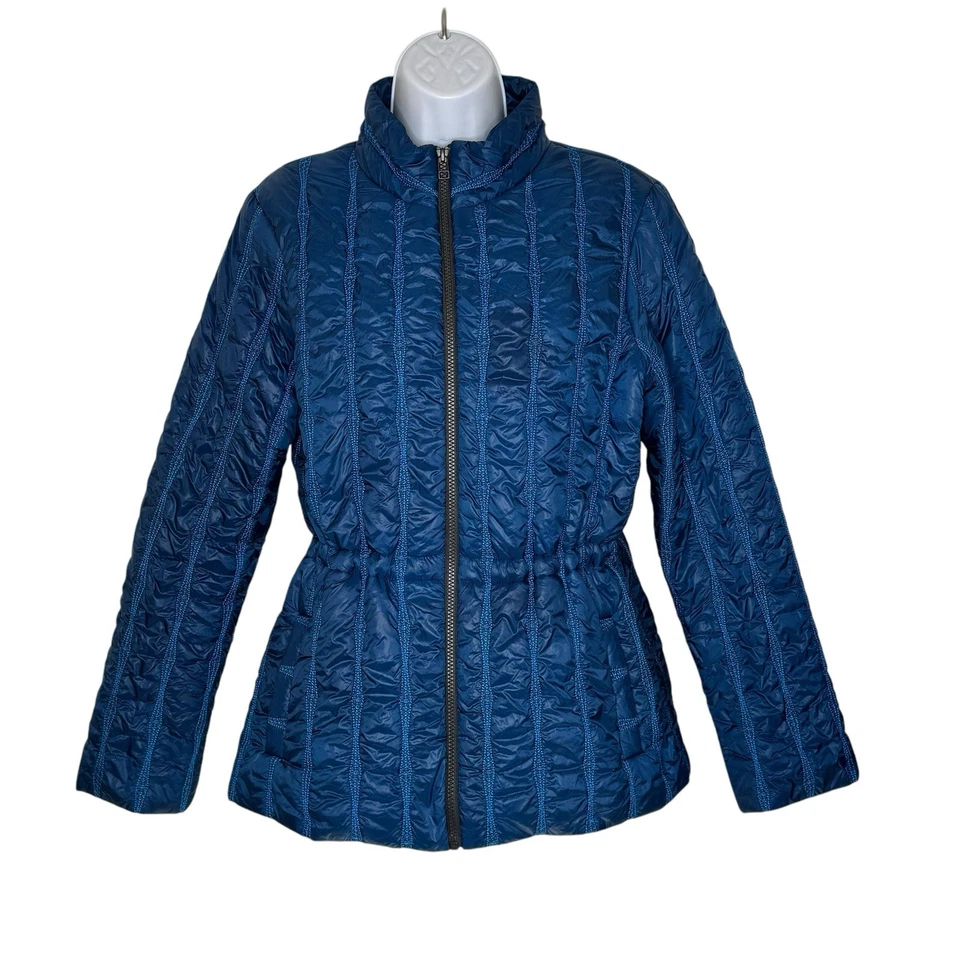 Cabi Womens Blue Full Zip Nylon Lined Winter Quilted Poseidon Puffer Jacket Med - Image 2 of 4