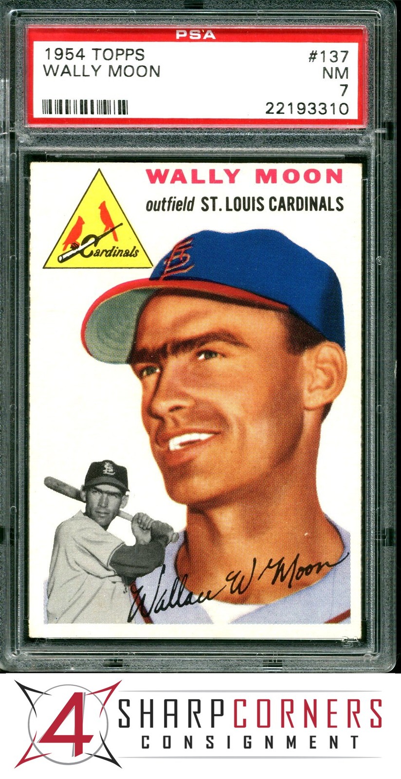 1954 TOPPS #137 WALLY MOON RC CARDINALS PSA 7