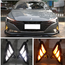 Pair For Hyundai Elantra 2021 2022 Led Bumper Fog Lamp Drl Daytime Running Light