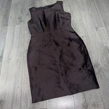  100% silk JAEGER Metallic Aubergine Occasion Dress party wedding work Size 12 