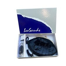 Vintage Lee Sands luxurious black eel skin clutch bag set.