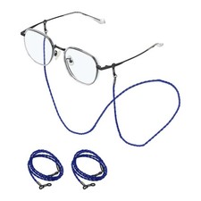 3 Pcs Leather Glasses Chain, Eyeglasses Chain with Lanyard, Dark Blue