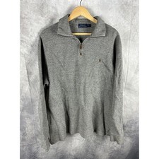 Polo Ralph Lauren Men XL Gray 100 Cotton Quarter Zip Pullover Sweater Pony Logo