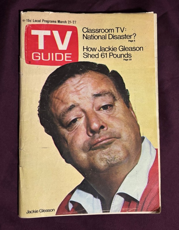 TV GUIDE MAGAZINE JACKIE GLEASON MARCH 21-27 1970 NO LABEL VINTAGE