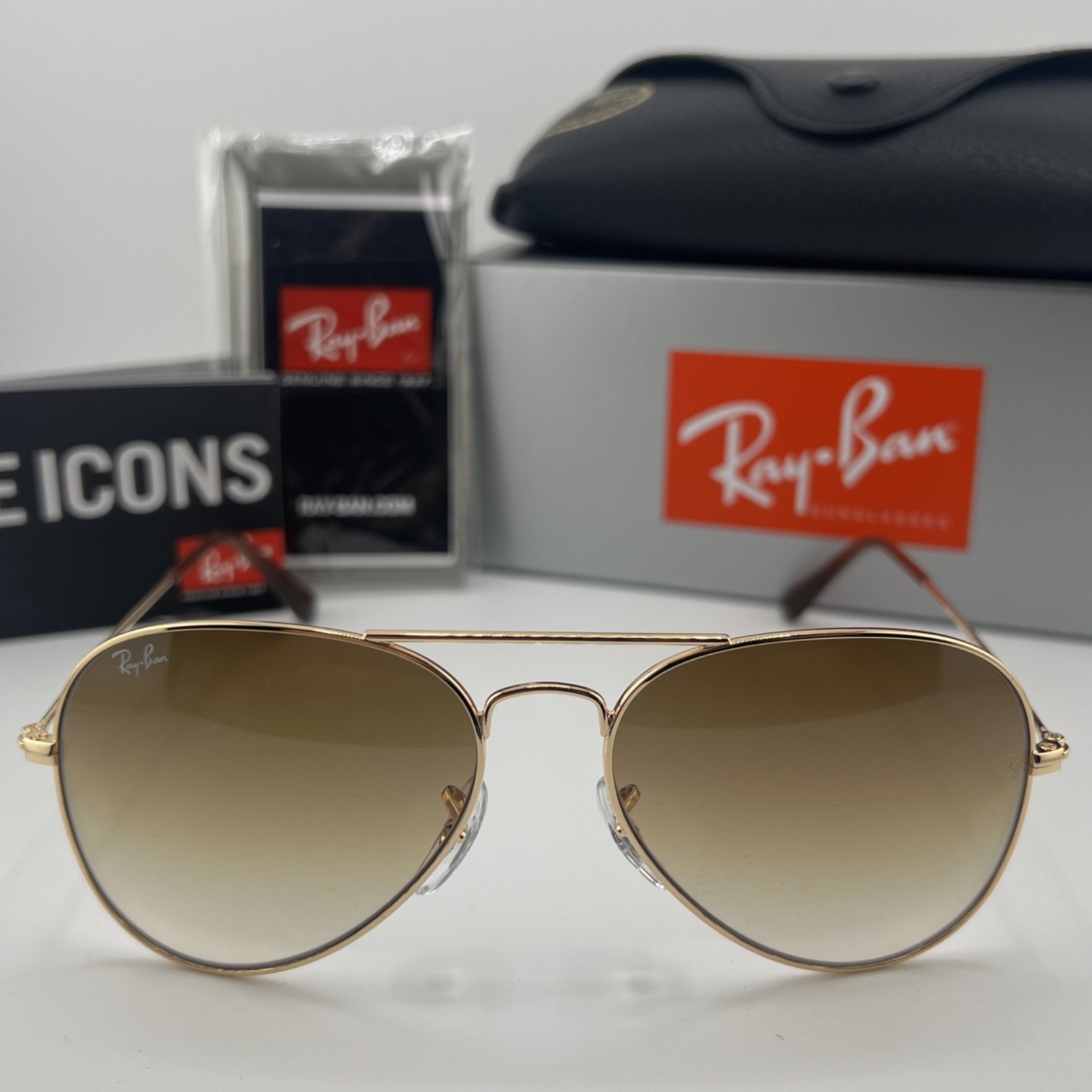 Ray-Ban RB3025 001/51 Aviator Gold 55mm Brown Gradient Sunglasses